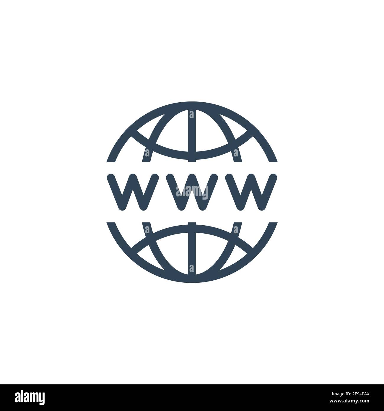 Icona globo. Simbolo World Wide Web. Illustrazione vettoriale isolata in bianco Illustrazione Vettoriale