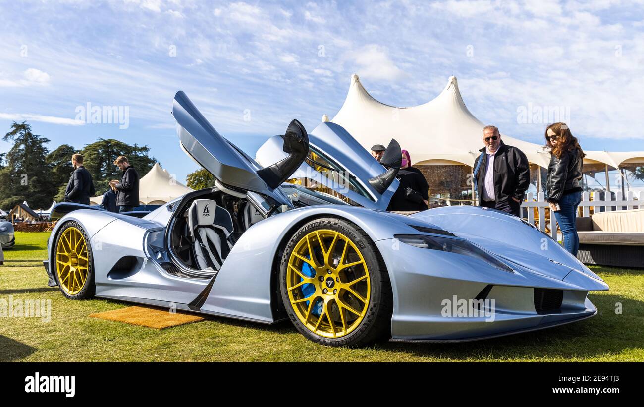 Aspark Owl, ipercar giapponese completamente elettrica in mostra al Concours d’Elegance si è tenuto a Blenheim Palace il 26 settembre 2020 Foto Stock