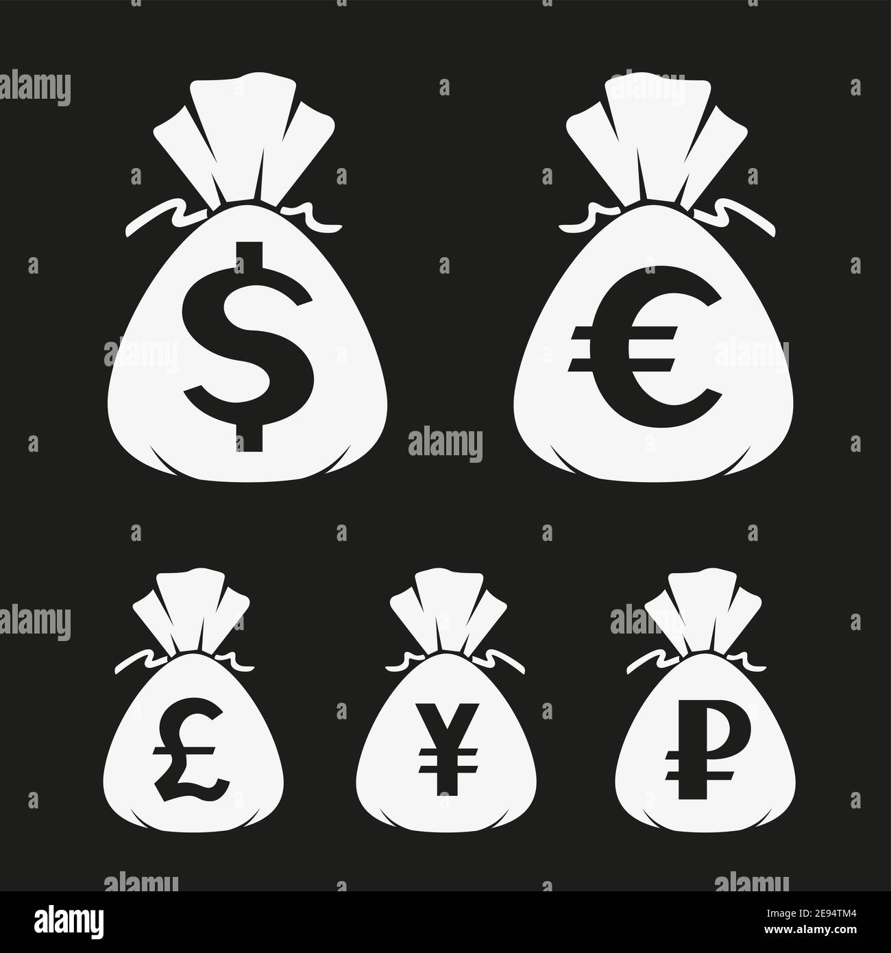 set di icone simbolo borsa di denaro Illustrazione Vettoriale