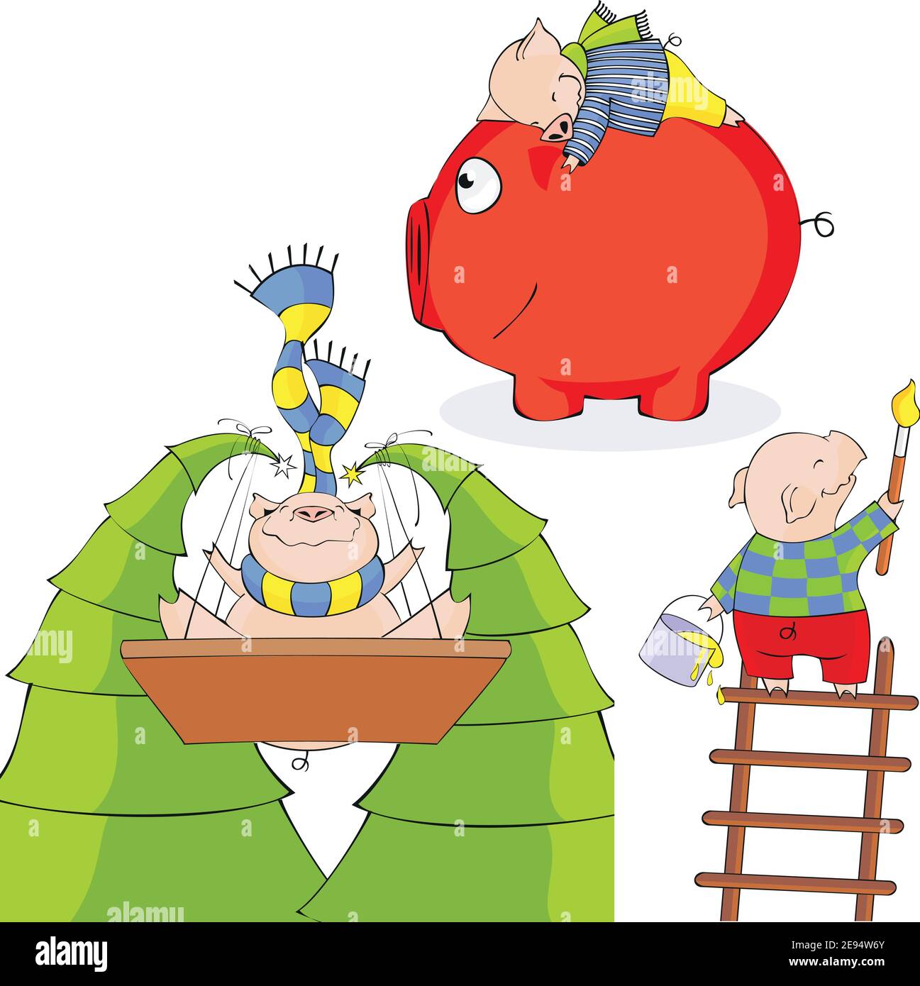 Maialini divertenti. Vettore. Illustrazione Vettoriale