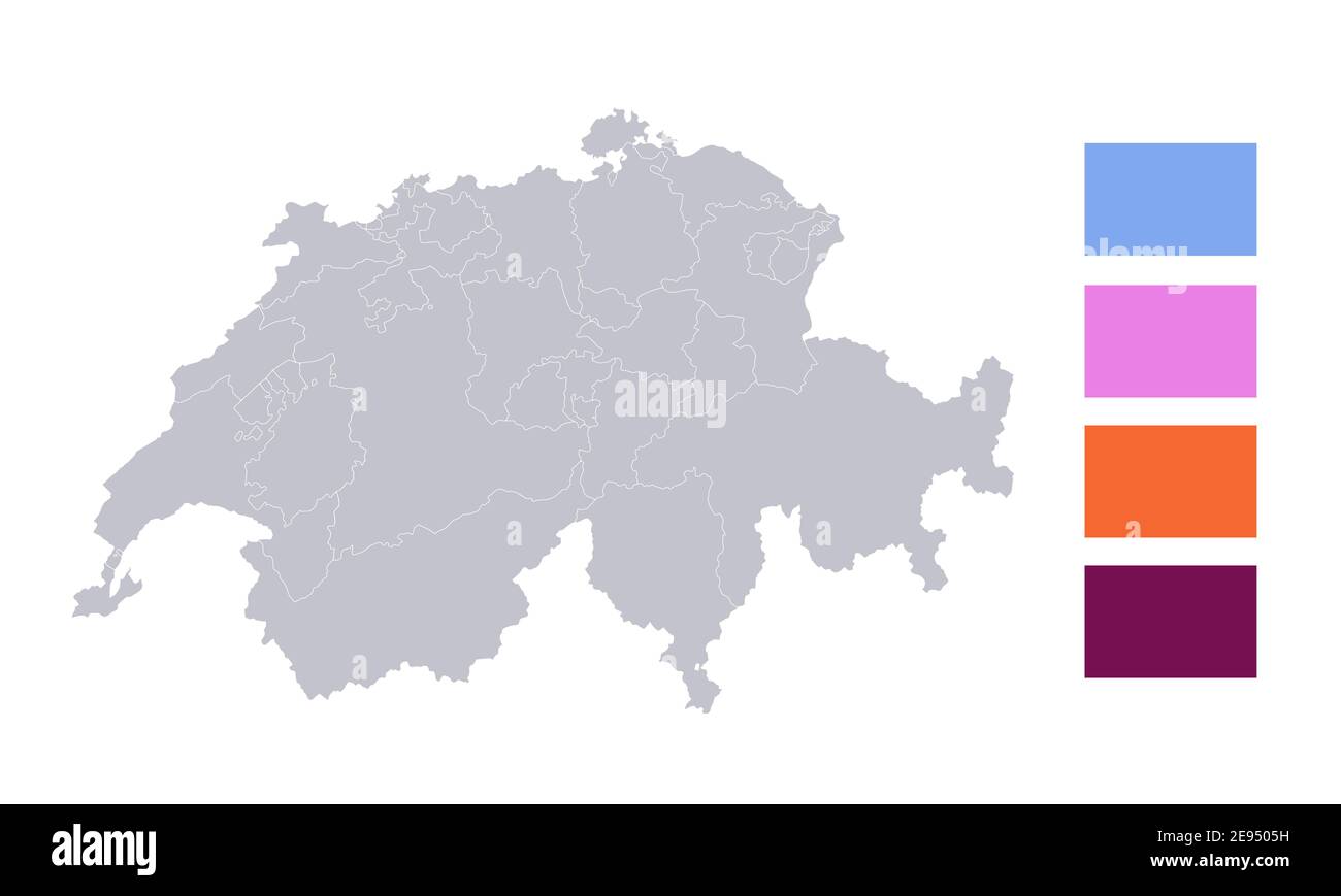 Infografiche della carta svizzera, singole regioni vuote Foto Stock