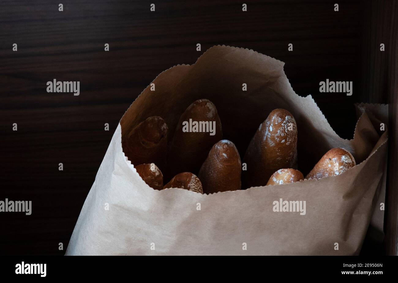 sacco con pane Foto Stock