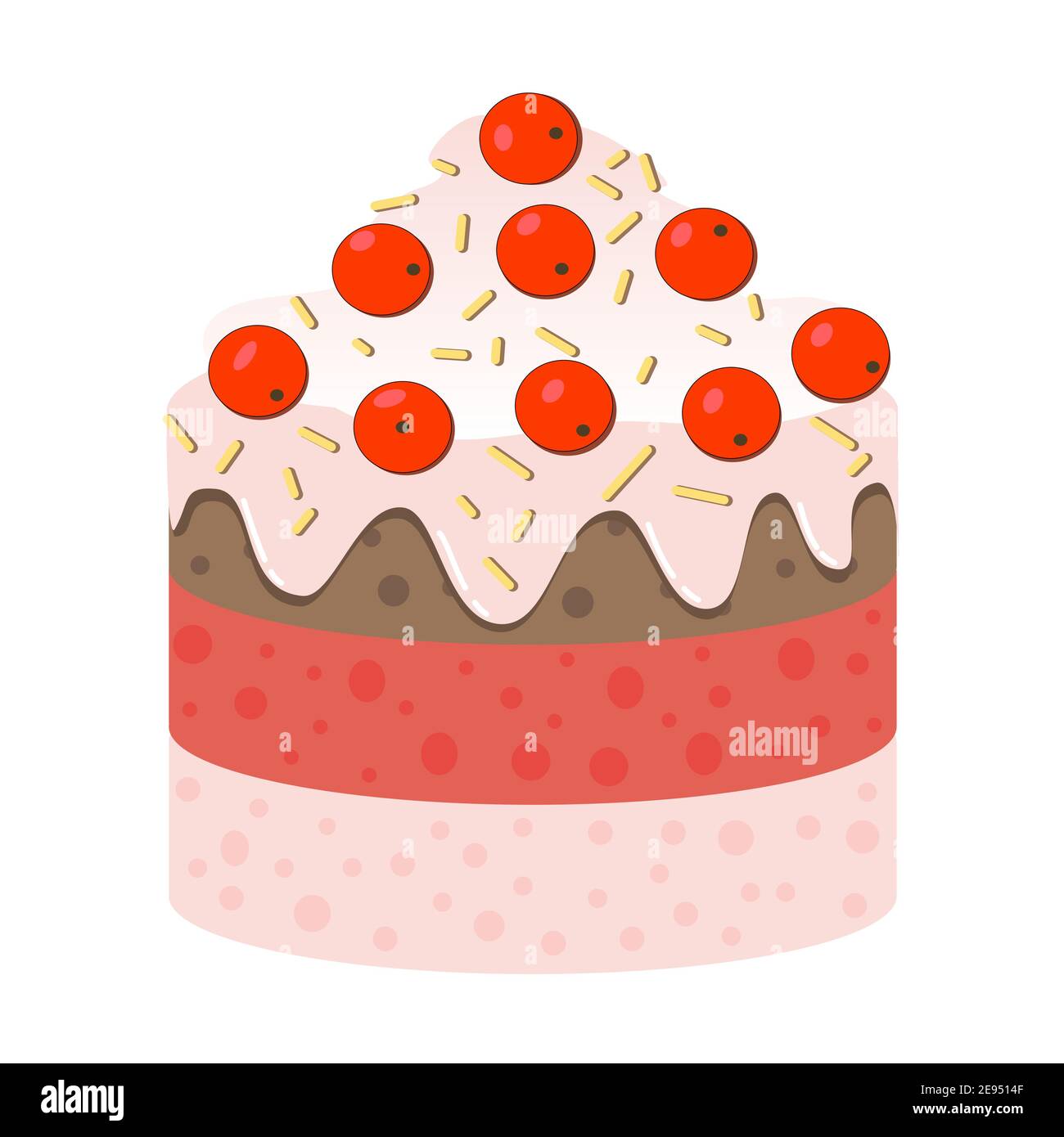 Icona torta colorata con illustrazione vettoriale bacche Illustrazione Vettoriale
