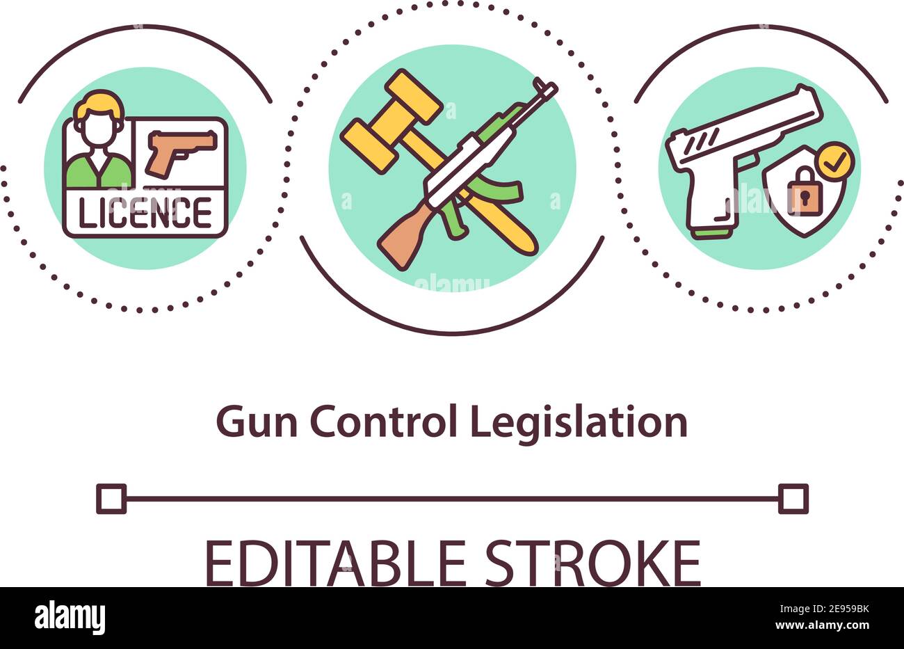Icona del concetto di legislazione sul controllo delle armi Illustrazione Vettoriale