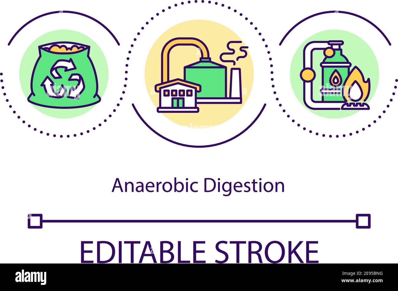 Icona del concetto di digestione anaerobica Illustrazione Vettoriale