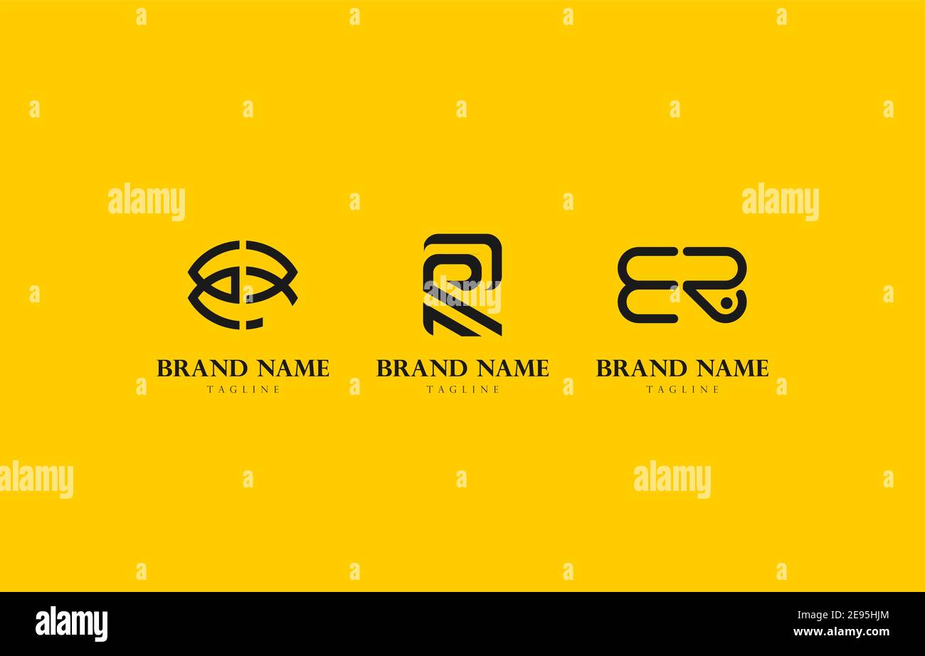 Modello vettoriale per combinazione di logo con lettera ER e R monogramma adatto per marchio personale o aziendale Illustrazione Vettoriale