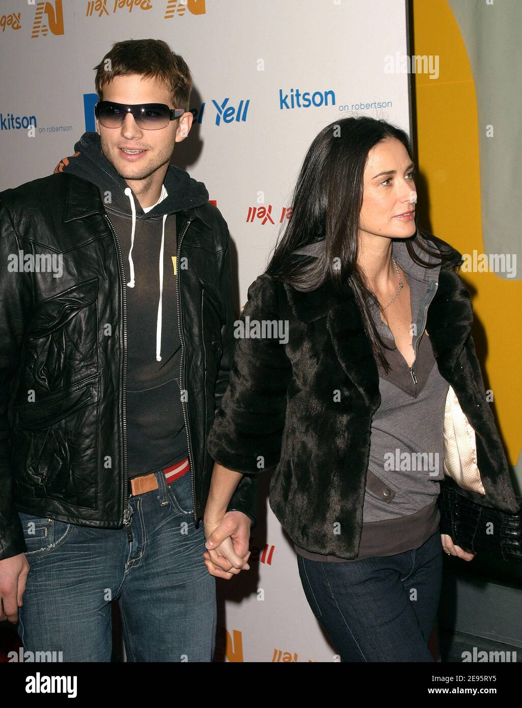 Ashton Kutcher e Demi Moore partecipano al Rebel yell Spring Launch Party tenutosi a Kitson a Beverly Hills, CA, USA il 19 febbraio 2006. Foto di Amanda Parks/ABACAPRESS.COM Foto Stock