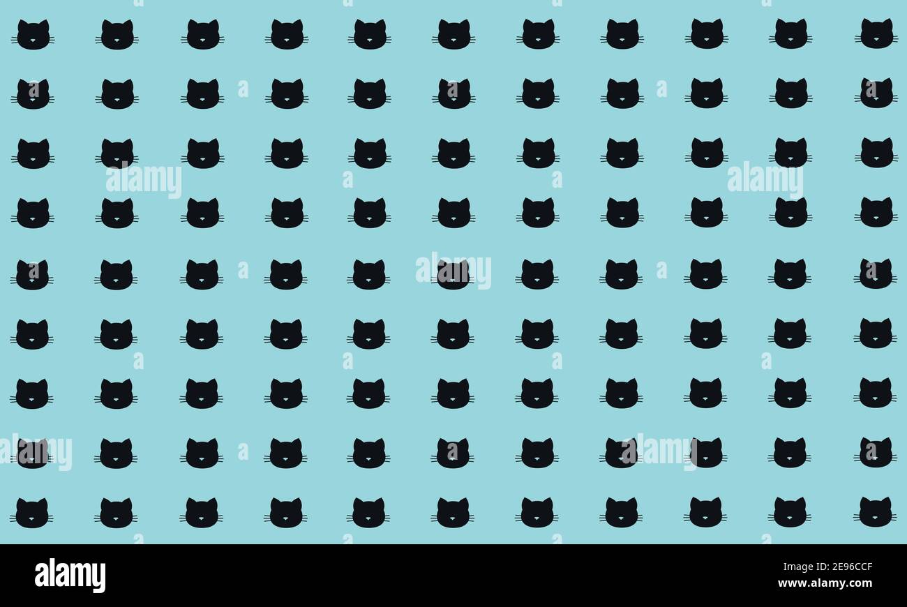 Motivo senza cuciture di teste nere di gatti su sfondo blu. Illustrazione Vettoriale