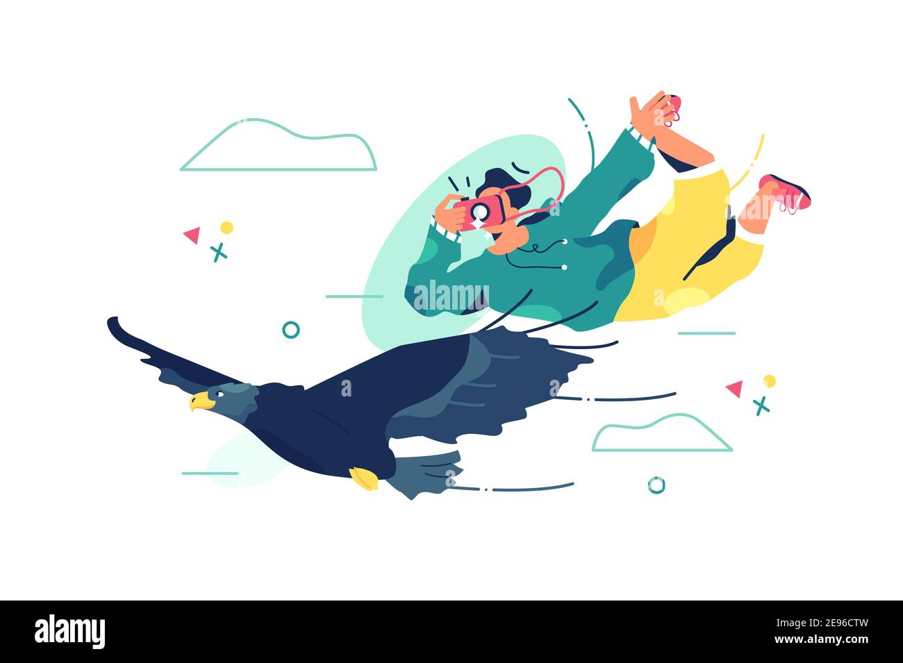 Fotografo maschile in cielo Illustrazione Vettoriale