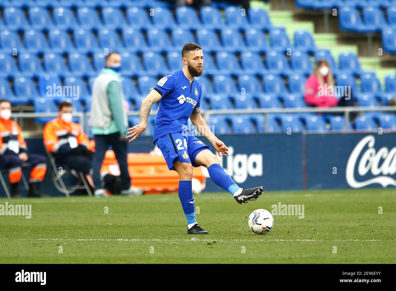 Getafe, Spagna. 31 gennaio 2021. David Timor (Getafe) Calcio : Spagnolo 'la Liga Santander' tra Getafe CF 0-0 Deportivo Alaves al Colosseo Alfonso Perez a Getafe, Spagna . Credit: Mutsu Kawamori/AFLO/Alamy Live News Foto Stock