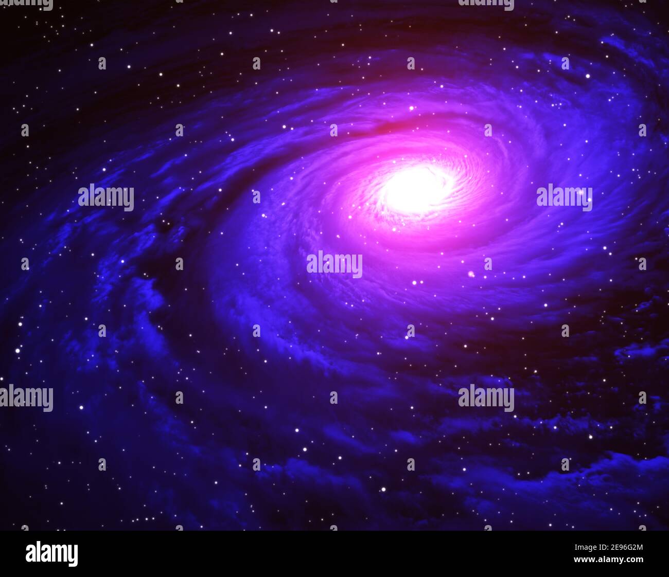 Galassia a spirale con bracci a gas volumetrico e stelle Foto Stock