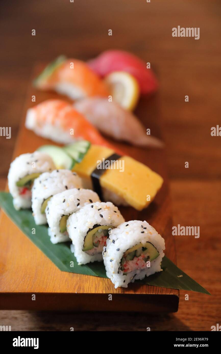 Maki Rolls sushi cibo giapponese Foto Stock