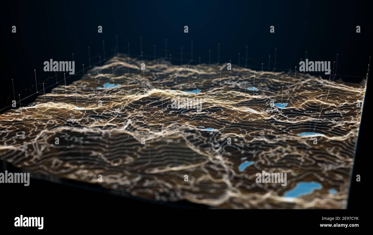 Concetto di futura interfaccia utente, dinamico futuristico e digitale paesaggio procedurale, utilizzare per la tecnologia futura, scienza, business o qualsiasi altro co Foto Stock