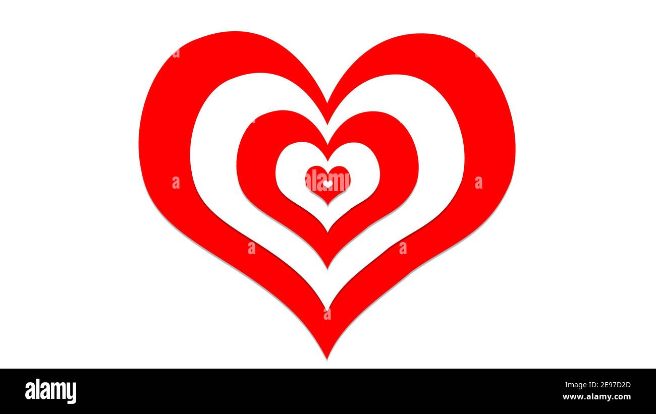 Cuori rossi e bianchi con effetti di illusione, segno e simbolo di amore , Mostra il tuo amore per San Valentino, matrimonio, anniversario, o qualsiasi vacanza. Riassunto l Foto Stock