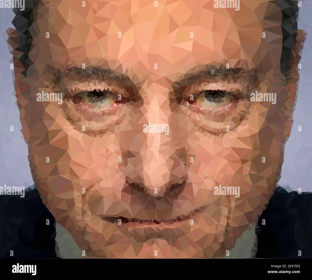 Roma, Italia, febbraio 2021, Mario Draghi, ritratto poligonale, elaborazione grafica e illustrazione, file vettoriale, editoriale Foto Stock
