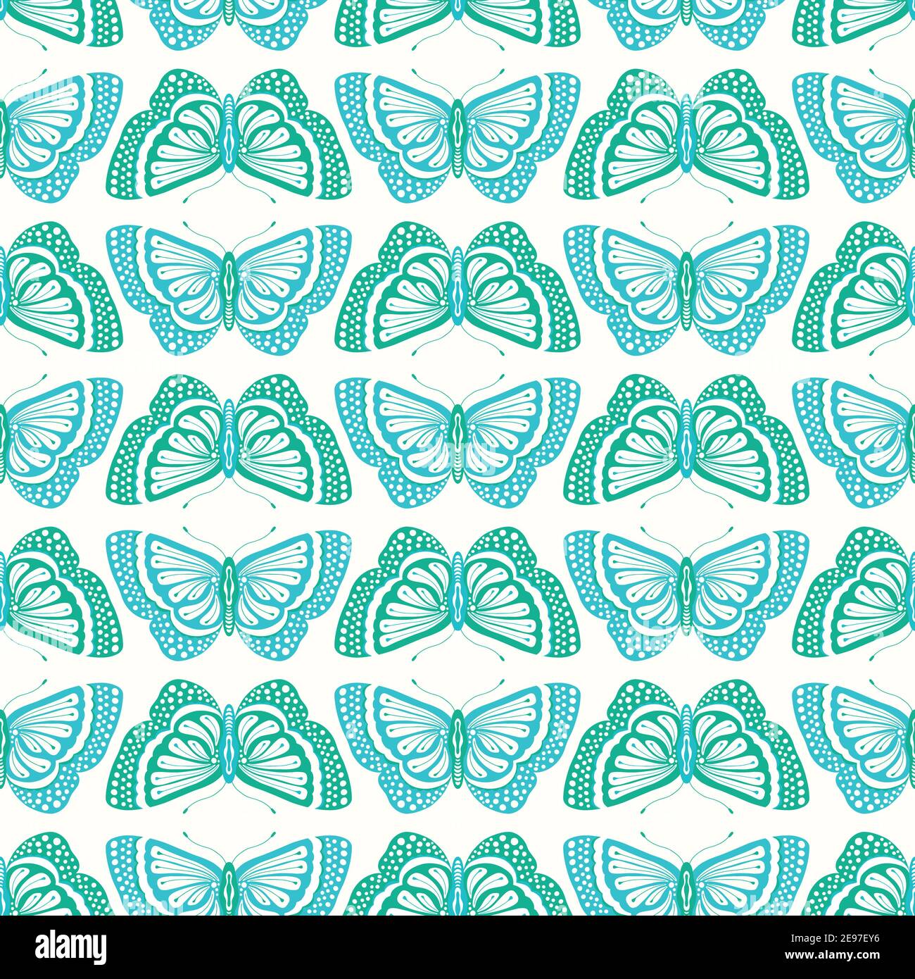 Design con motivo Butterly. Vettore cute ripetizione senza giunture di farfalle blu e verdi. Natura sfondo insetto. Illustrazione Vettoriale
