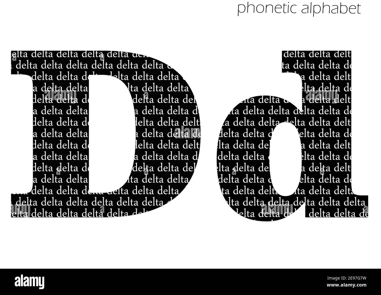 D (delta) 3D illustrazione alfabeto fonetico per decorazione in bianco e nero Foto Stock
