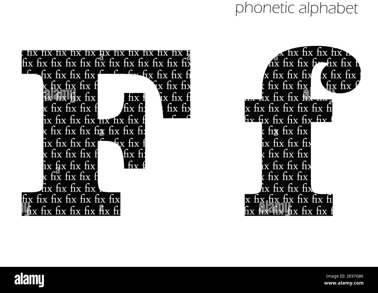 F (foxtrot) 3D illustrazione alfabeto fonetico per decorazione in bianco e nero Foto Stock