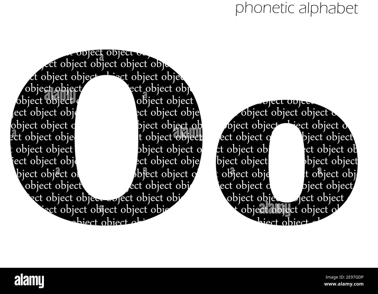O (oggetto) 3D illustrazione alfabeto fonetico disegno per decorazione in bianco e nero Foto Stock