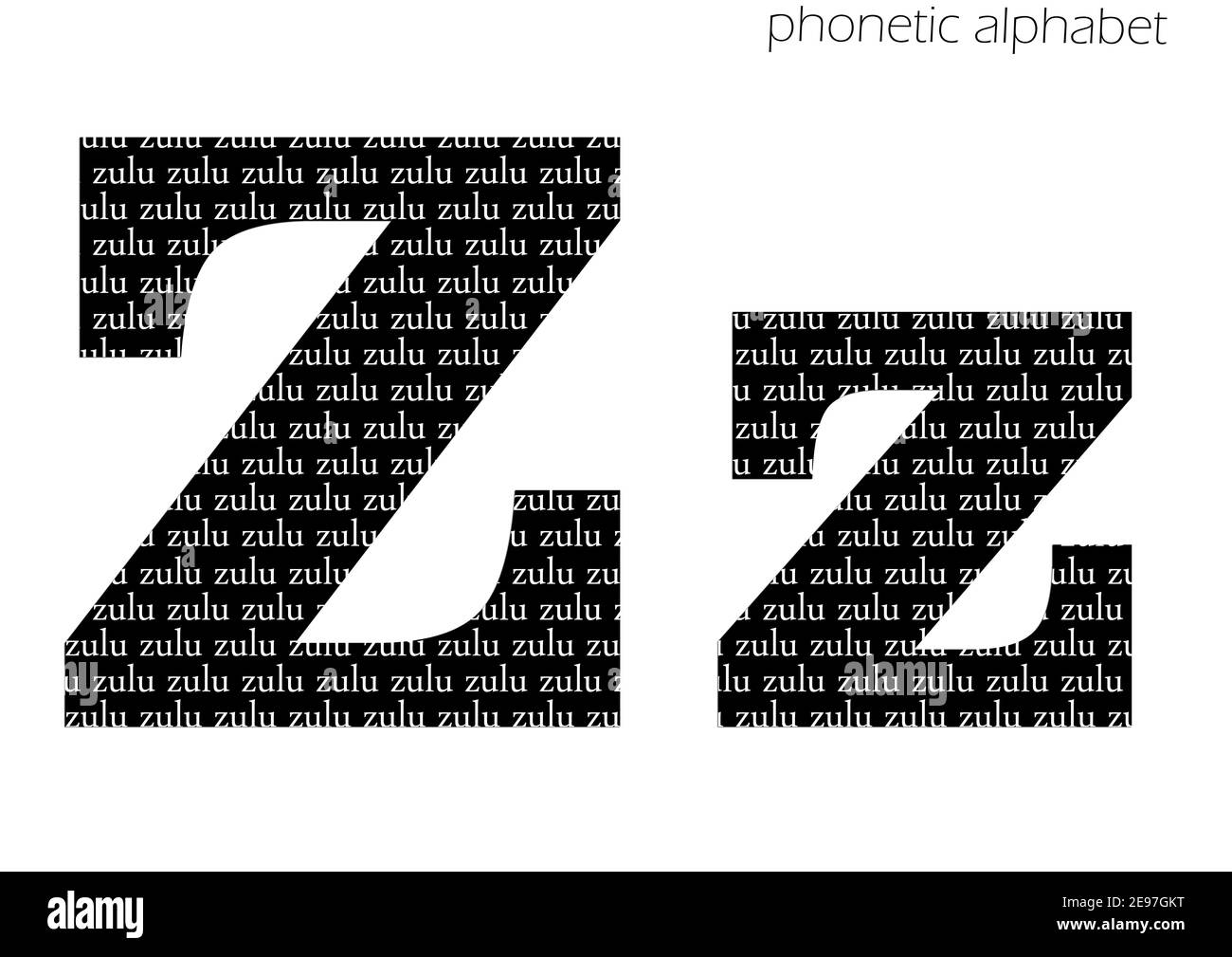 Z (zulu) 3D illustrazione alfabeto fonetico per decorazione in bianco e nero Foto Stock
