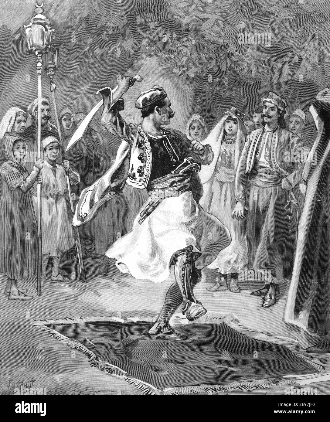 Cerimonia armena di matrimonio o matrimonio a Istanbul, Turchia, vendemmia 1900 Illustrazione o incisione Foto Stock