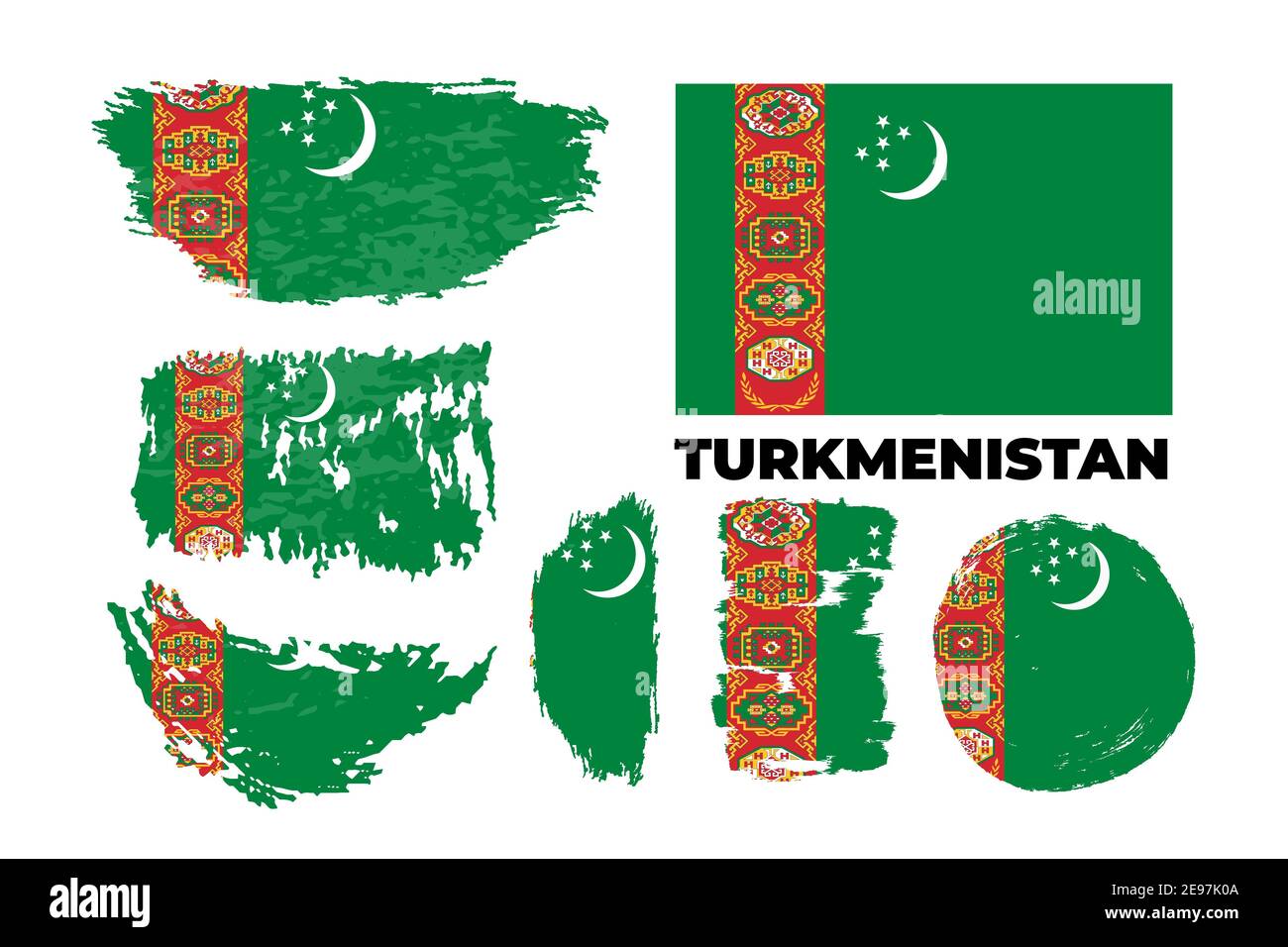 Bandiera del Turkmenistan. Colori ufficiali e proporzioni corrette. Illustrazione Vettoriale