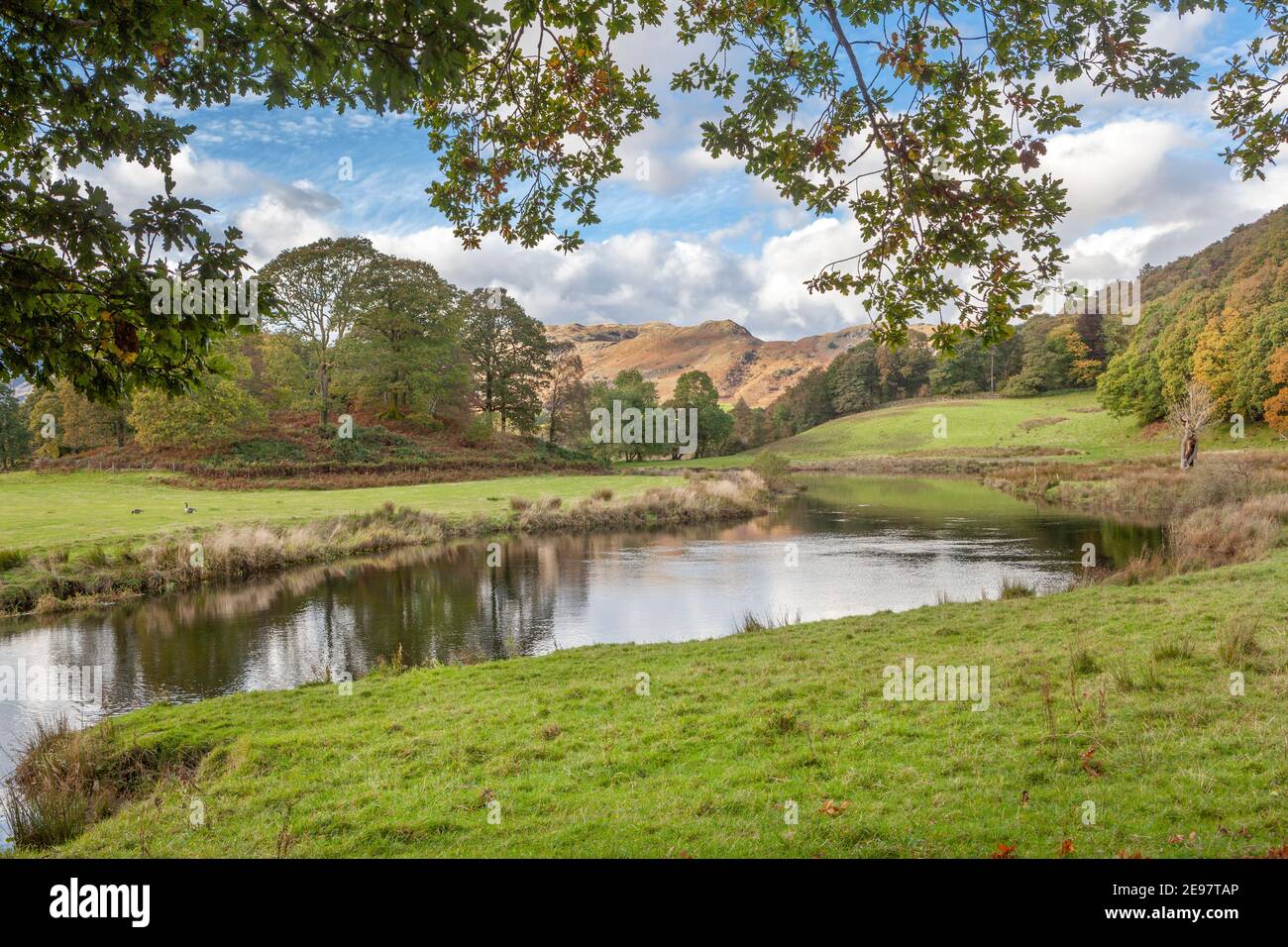 Un piccolo fiume che si snoda attraverso la campagna della Cumbria Foto Stock