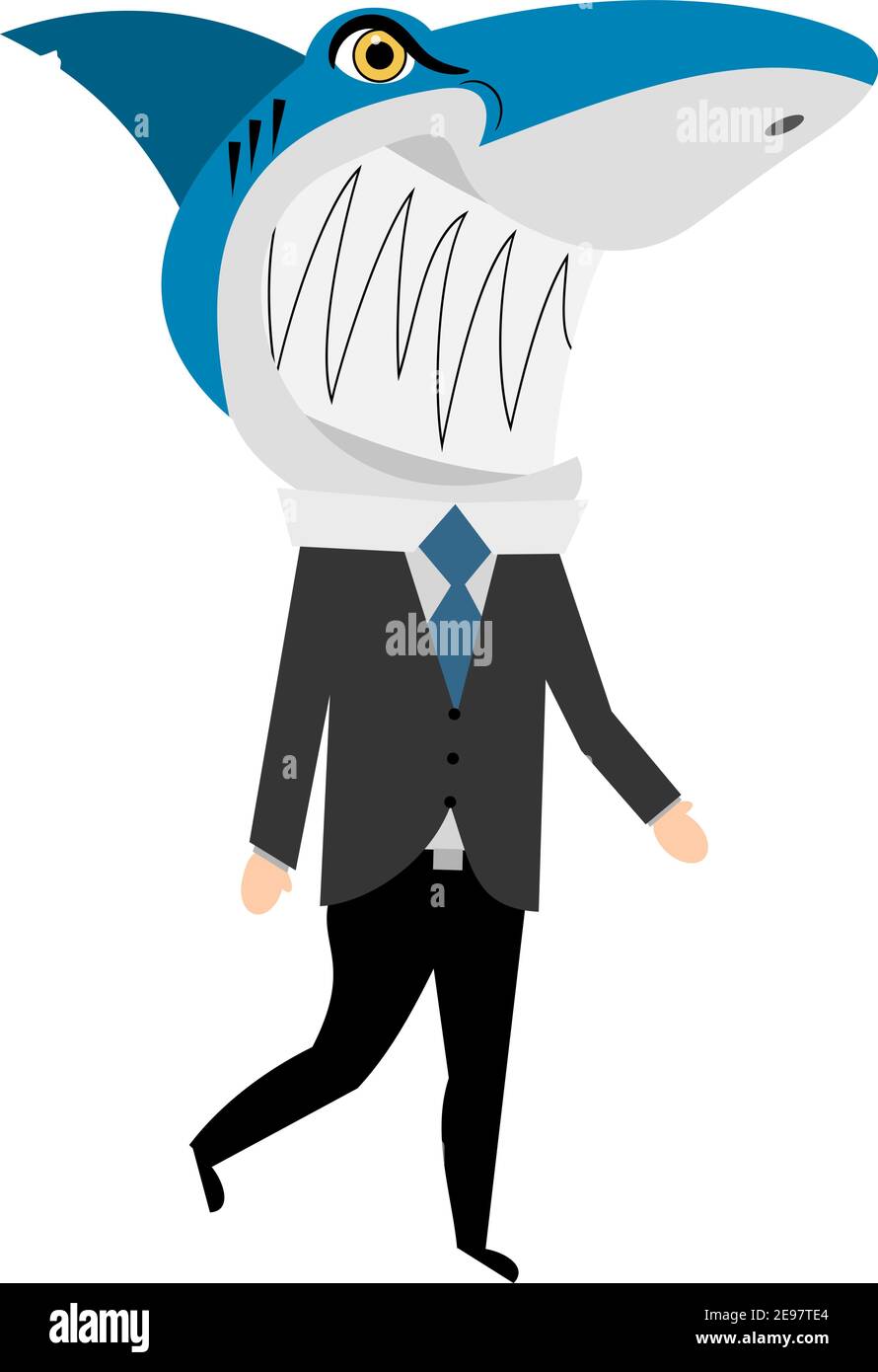 Vettore cartone animato squalo uomo d'affari isolato Illustrazione Vettoriale