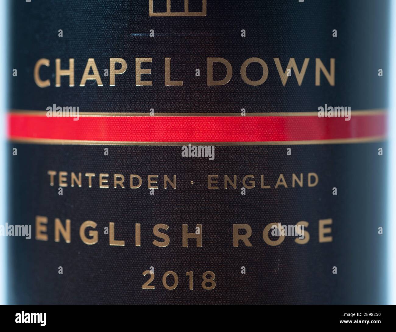 Chapel Down 2018 inglese etichetta vino rosa closeup Foto Stock