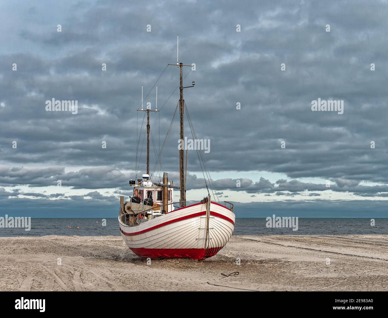 Slettestrand taglierina peschereccio per la pesca tradizionale al nord Costa marittima in Danimarca Foto Stock