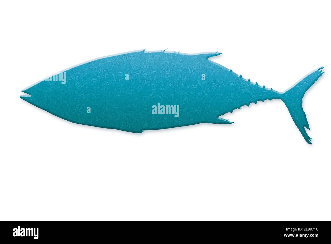 Tonno albacora silhouette di pesce intero. Silhouette metallizzata blu testurizzata isolata su sfondo bianco.illustrazione 3D. Foto Stock