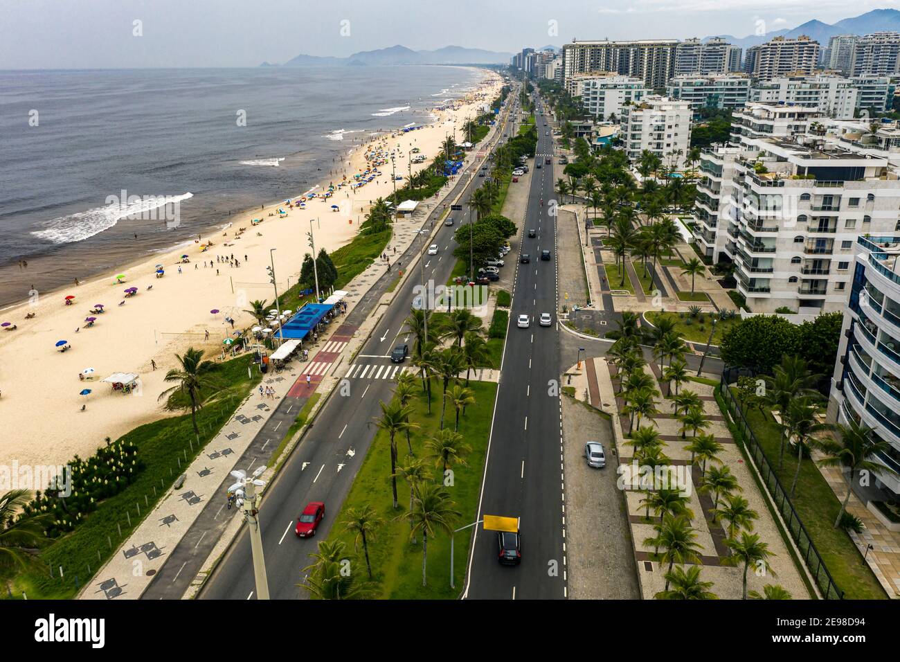 La bellissima spiaggia di barra da Tijuca, Rio de Janeiro, Brasile. Foto Stock