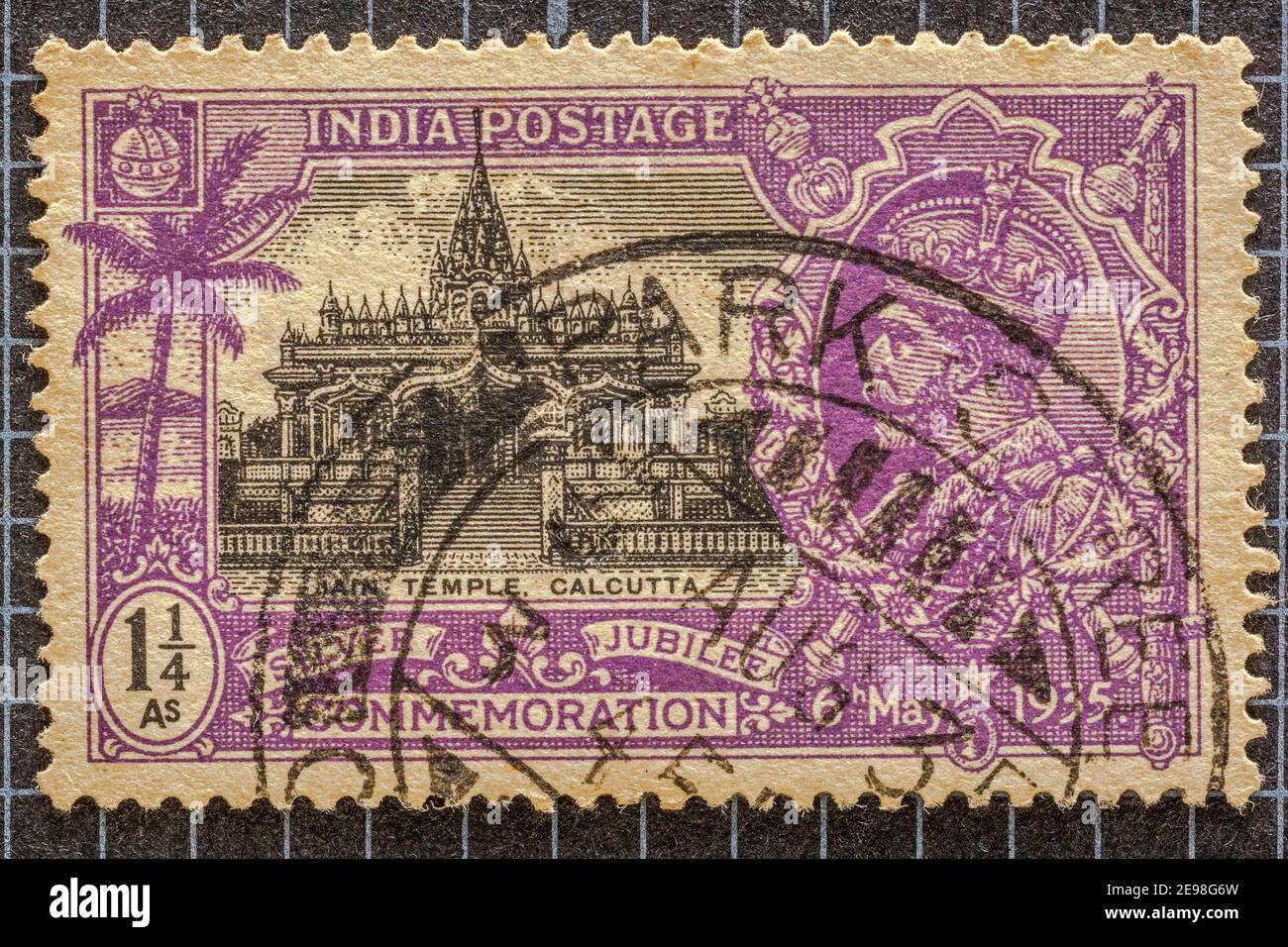 Re britannico dell'India George V 1935 Tempio di Jain Calcutta Argento Francobollo del Giubileo Foto Stock