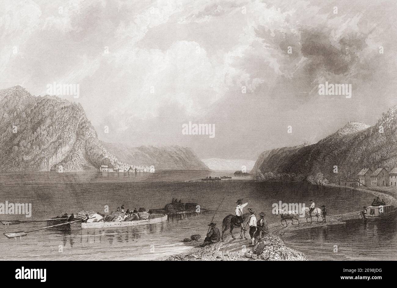 Vista del XIX secolo del fiume Susquehanna a Liverpool, Pennsylvania, Stati Uniti d'America. Da un'incisione del XIX secolo di Henry Griffiths dopo un'opera di W.H. Bartlett. Foto Stock