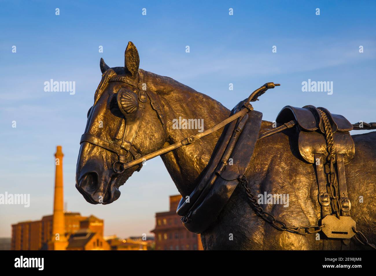 Regno Unito, Inghilterra, Merseyside, Liverpool, Albert Docks, Horse statue Foto Stock