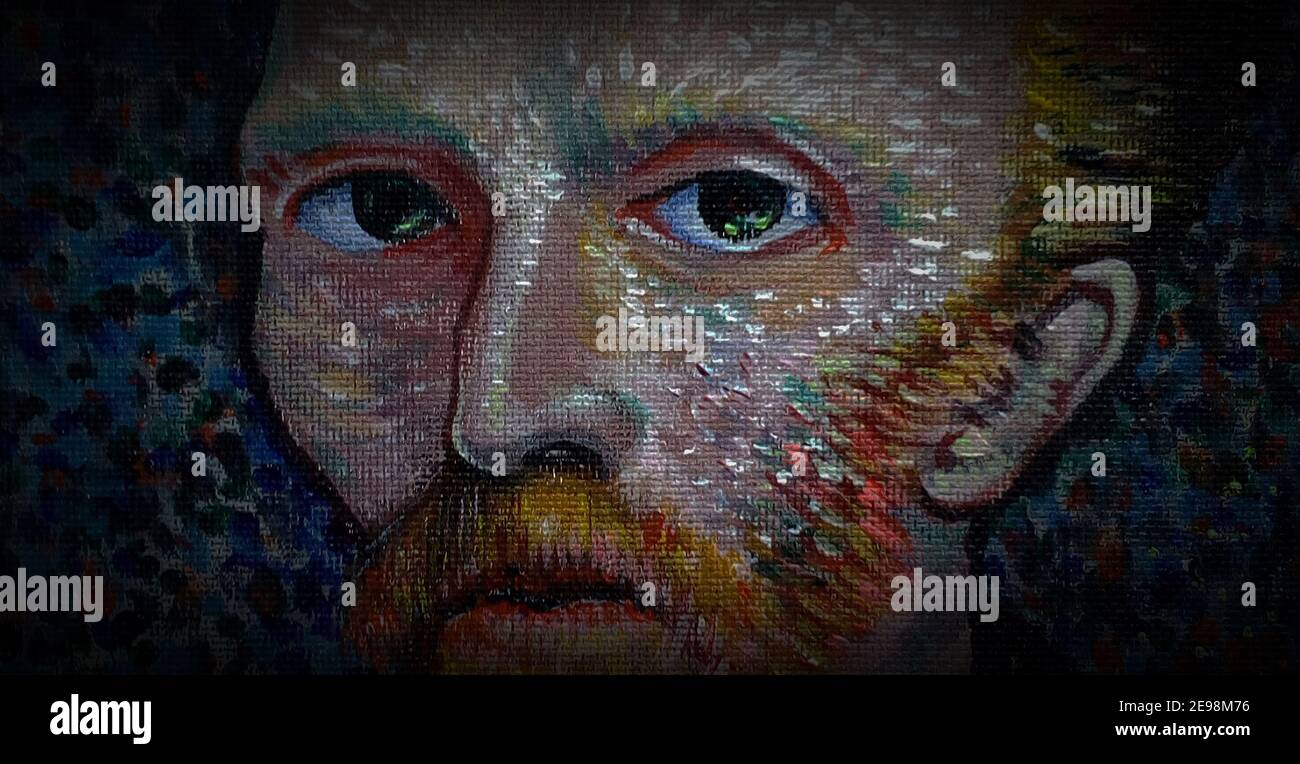 Olio, dipingere il volto di un uomo, su tela, van Gogh, dipinti famosi Foto Stock