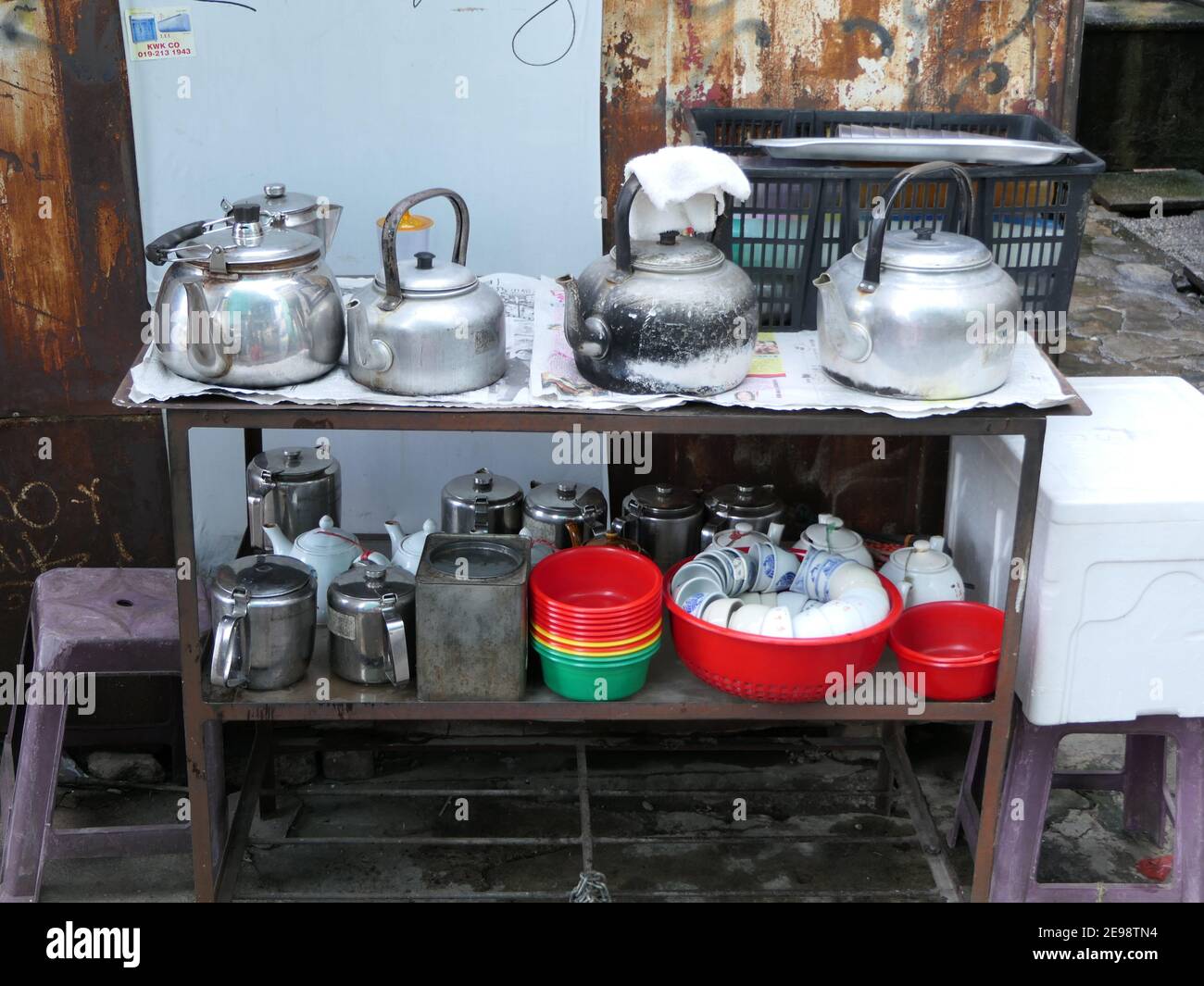 Caffetteria locale Chinatown, China Town, Kuala Lumpur Malesia Foto Stock