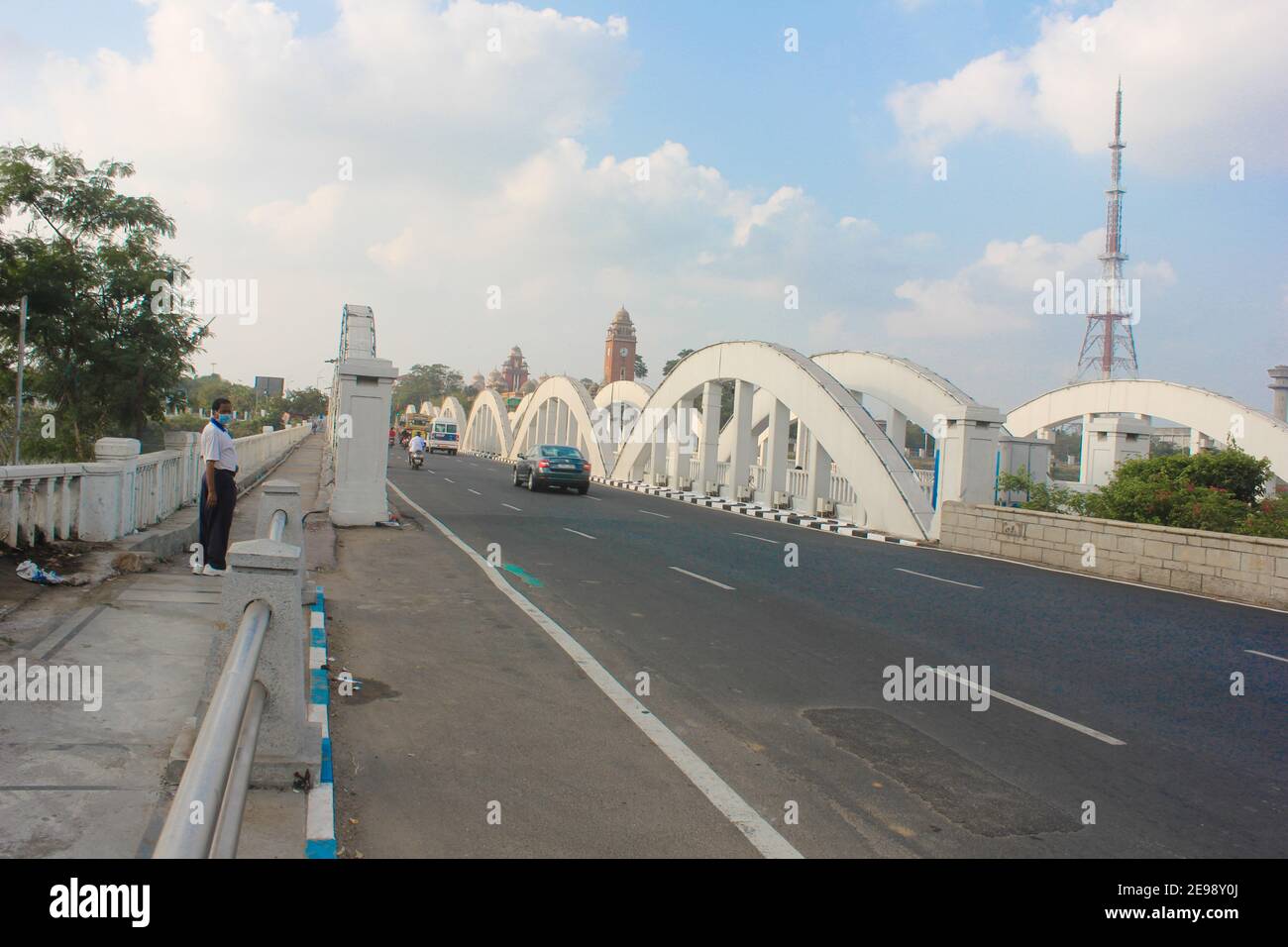 strade indiane Chennai strade, Napier Bridge Foto Stock