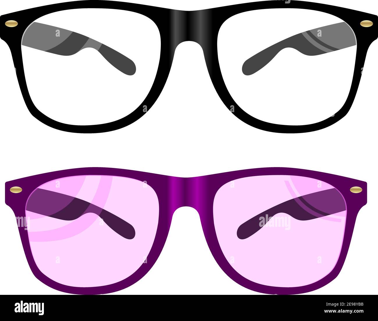 Vector Glasses - Illustrazione piatta. Occhiali Black Rim. Occhiali da sole  estivi in stile Hypster moderno. Cornice ottica casual in occhiali con lente  fredda Immagine e Vettoriale - Alamy