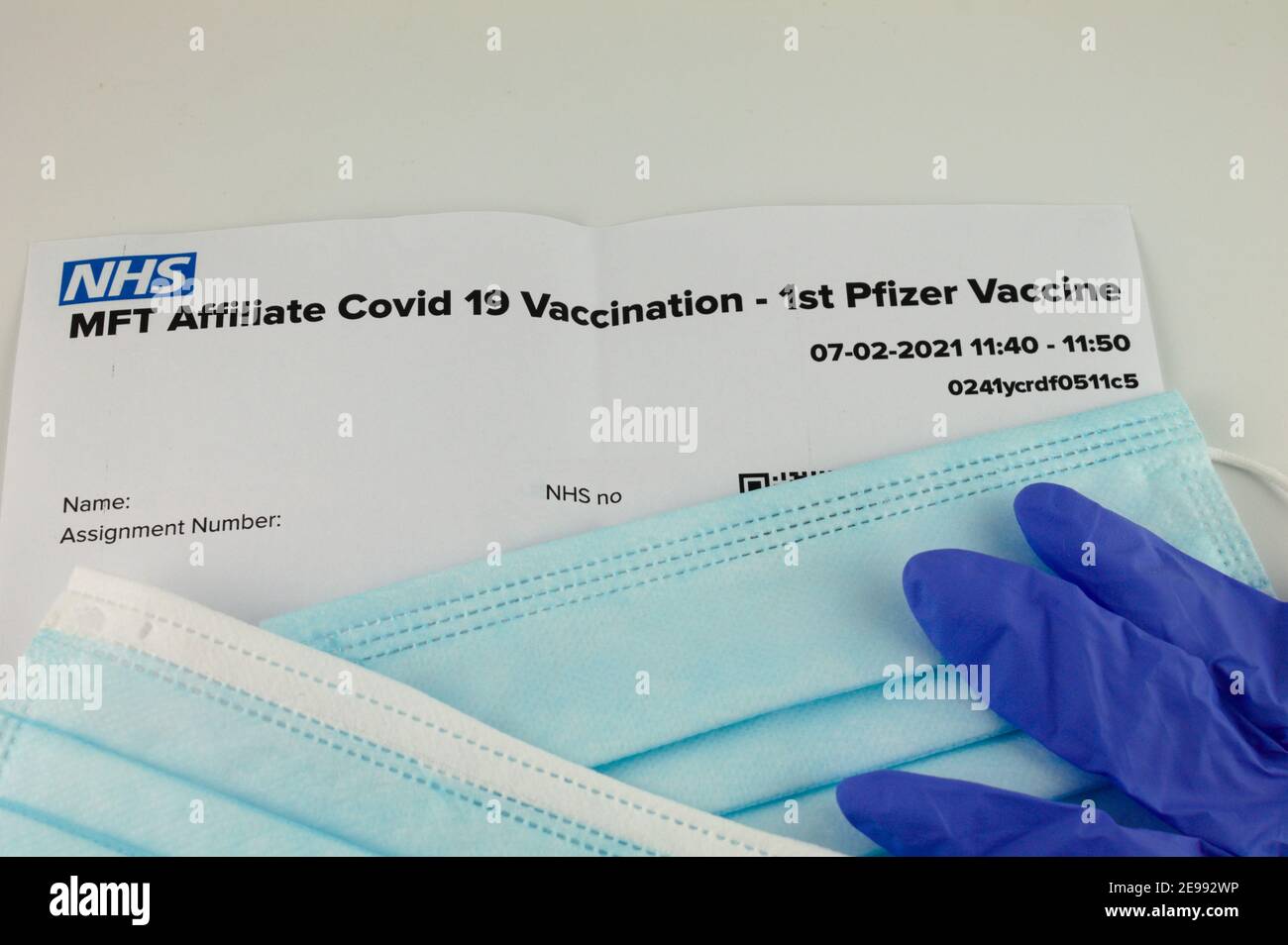 Pfizer Covid-19 appuntamento con il vaccino del coronavirus UK Foto Stock