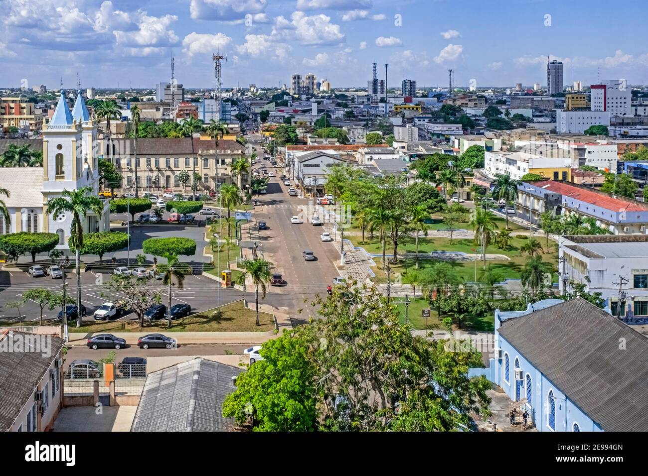 Vista aerea sulla città di Porto Velho, Rondônia nel bacino superiore del Rio delle Amazzoni, Brasile Foto Stock