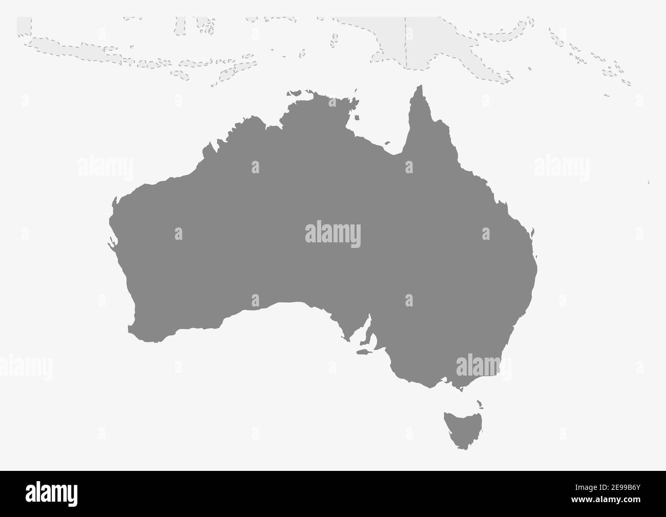 Mappa dell'Oceania con mappa evidenziata dell'Australia, mappa grigia dell' Australia con i paesi vicini Immagine e Vettoriale - Alamy