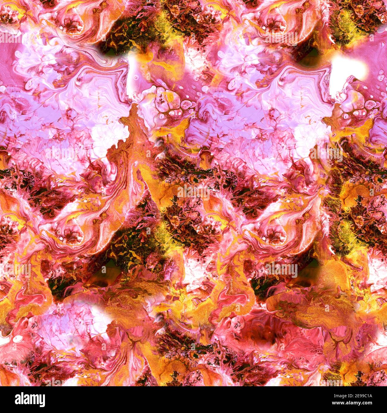 Rosa con marmo oro astratto dipinto a mano senza cuciture. Texture raster per invito, banner, sfondo o altro design. Foto Stock