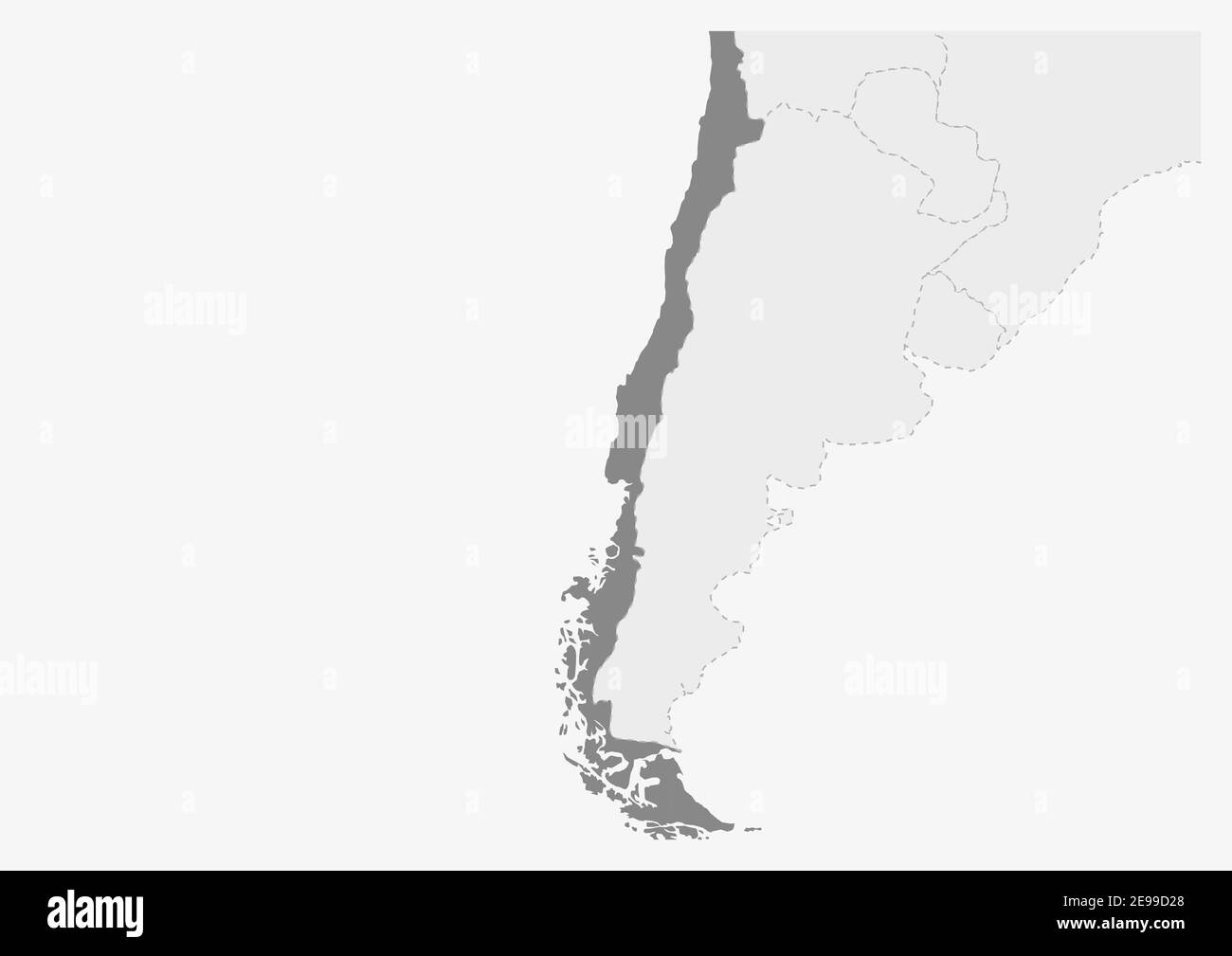 Mappa dell'America con mappa evidenziata del Cile, mappa grigia del Cile con i paesi vicini Illustrazione Vettoriale