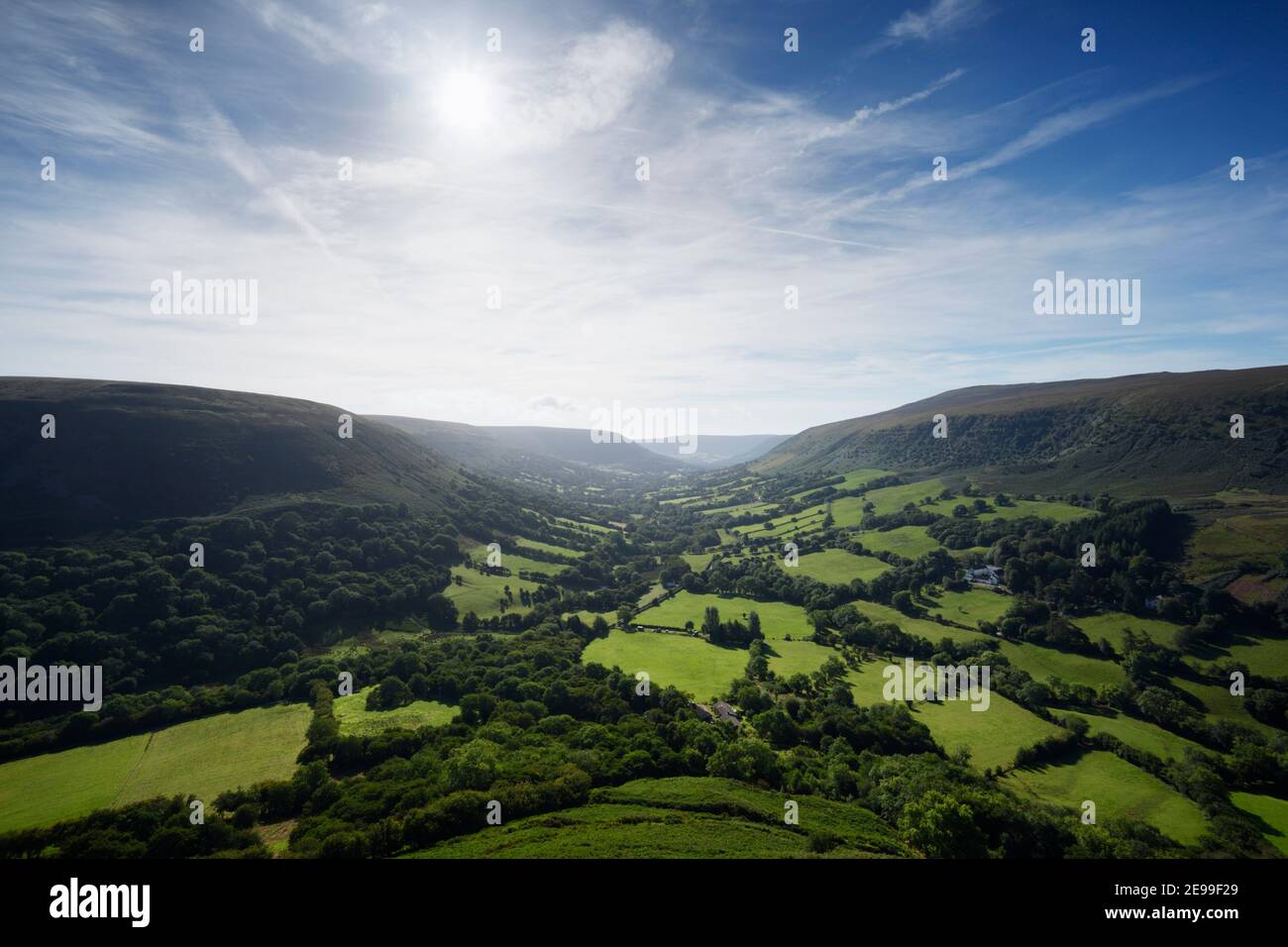 Vale di Ewyas nelle Black Mountains. Parco Nazionale di Brecon Beacons. Galles. REGNO UNITO. Foto Stock