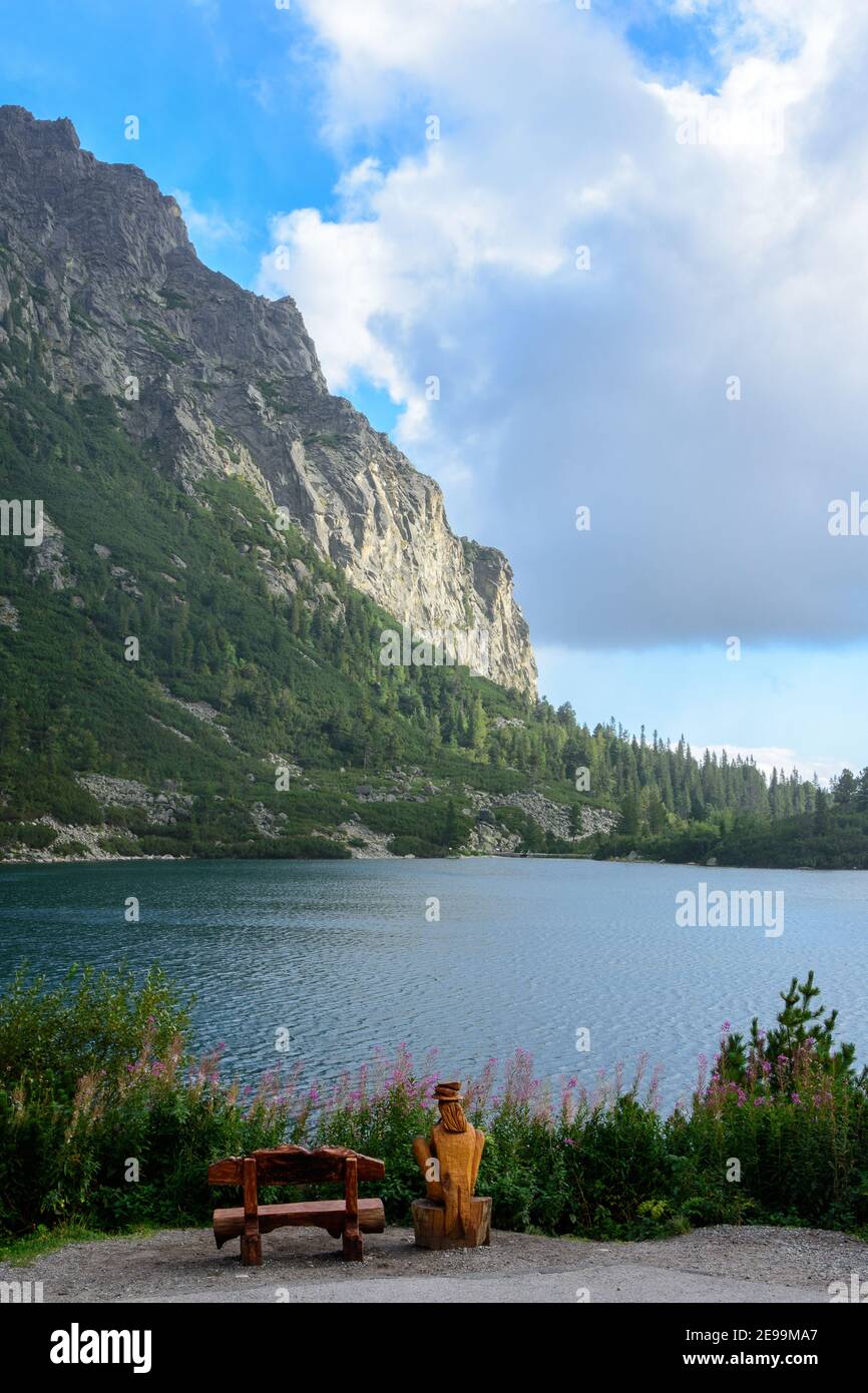 Lago Poprad (Popradske pleso) negli alti Tatra (Vysoke Tatry) della Slovacchia. Foto Stock
