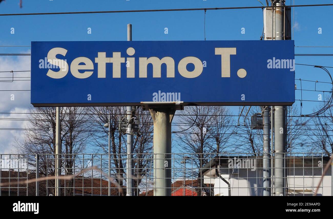 Segno della città di Settimo Torinese, Piemonte, Italia Foto Stock