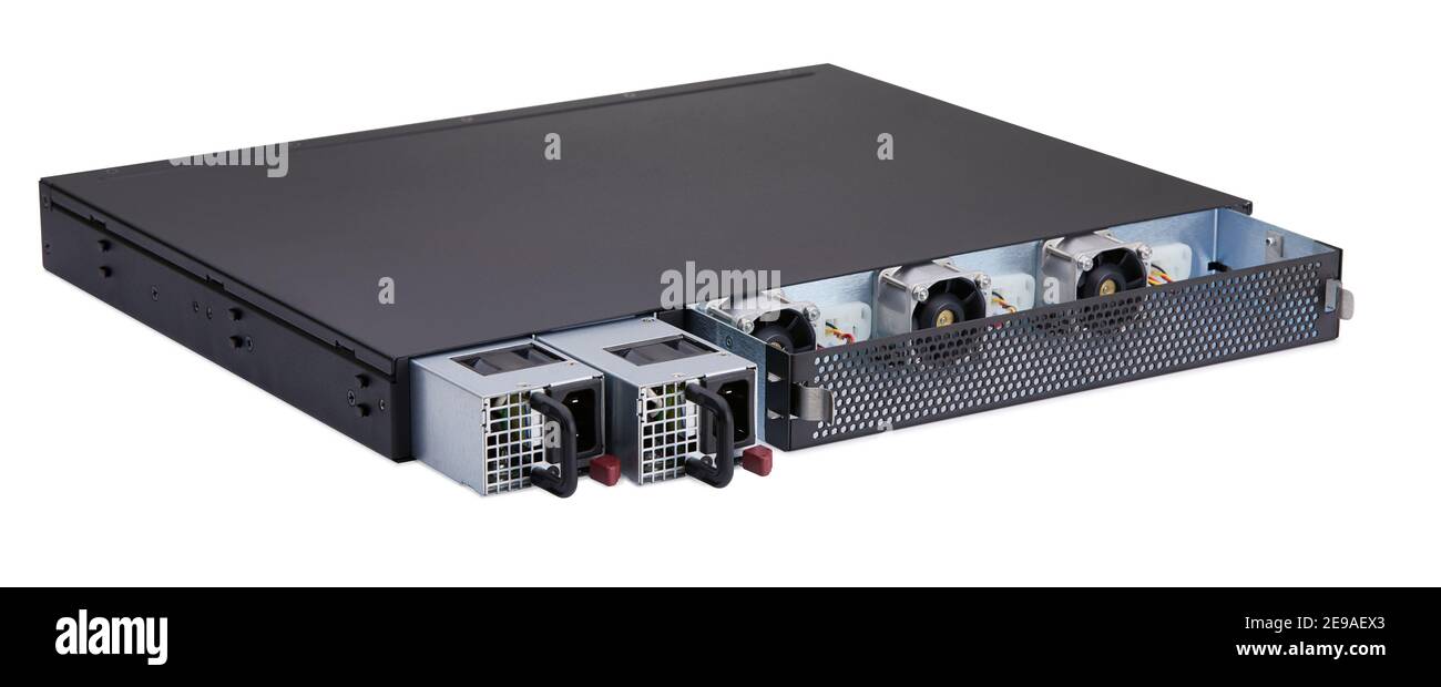 SERVER HARDWARE IT isolato e tagliato su sfondo bianco Foto Stock