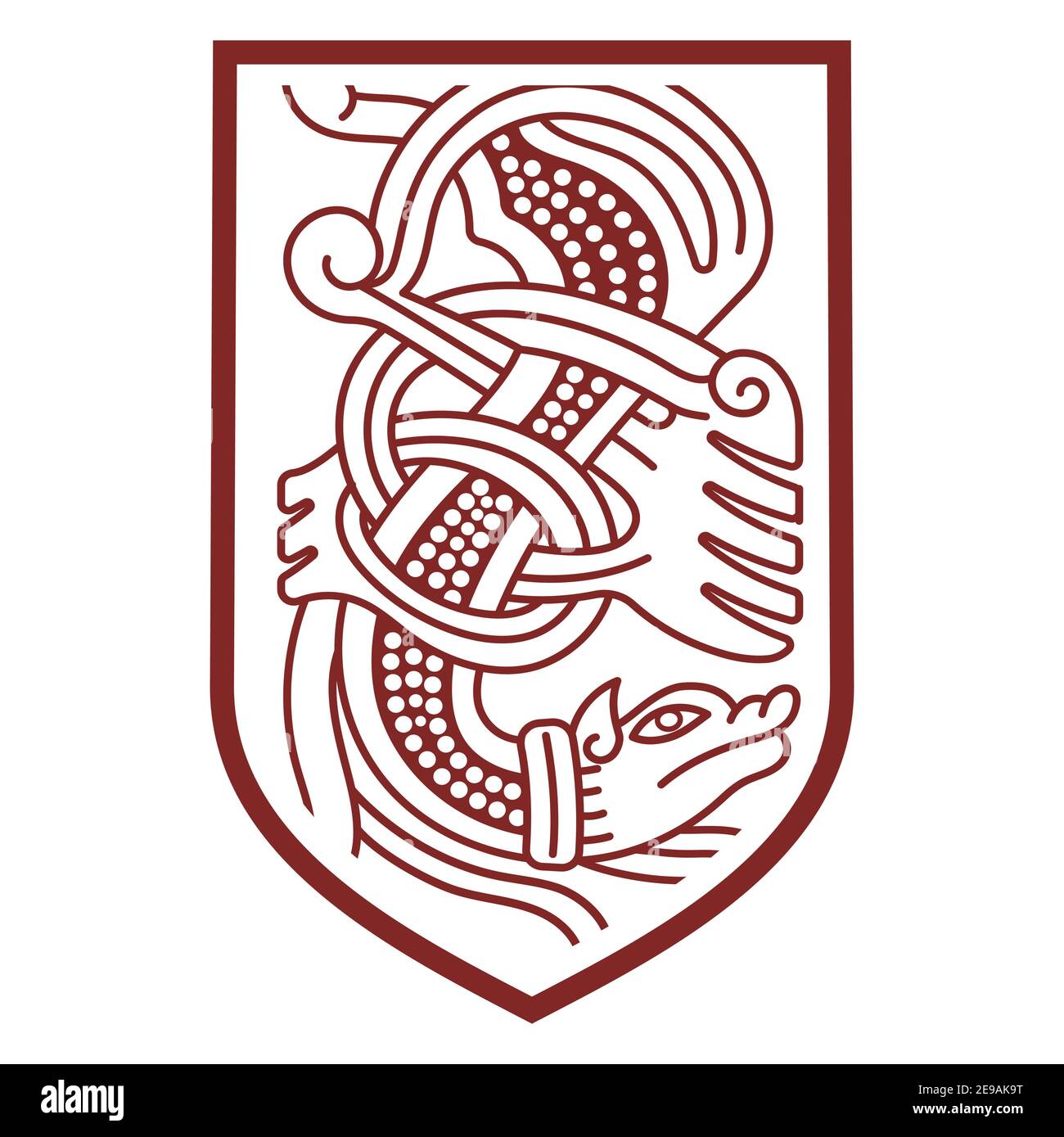 Lo scudo di Cavaliere con l'immagine di un drago Illustrazione Vettoriale