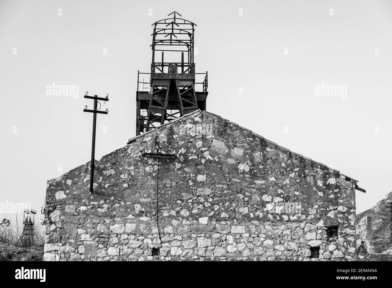 Edifici e macchinari abbandonati del complesso minerario Trabia Tallarita a Riesi, vicino Caltanissetta, Italia Foto Stock